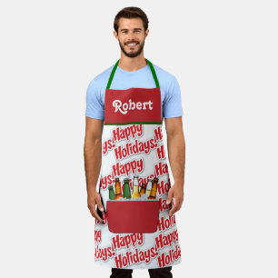 Rote Eistruhe Mit Bier Frohe Weihnachten Schürze