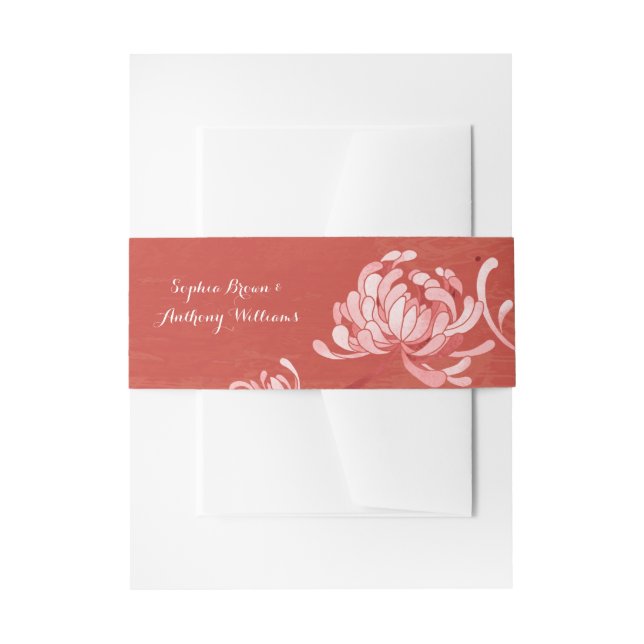 Rote Elegance Einzigartige Blumenhochzeit Einladungsbanderole (Vorderseite Beispiel)