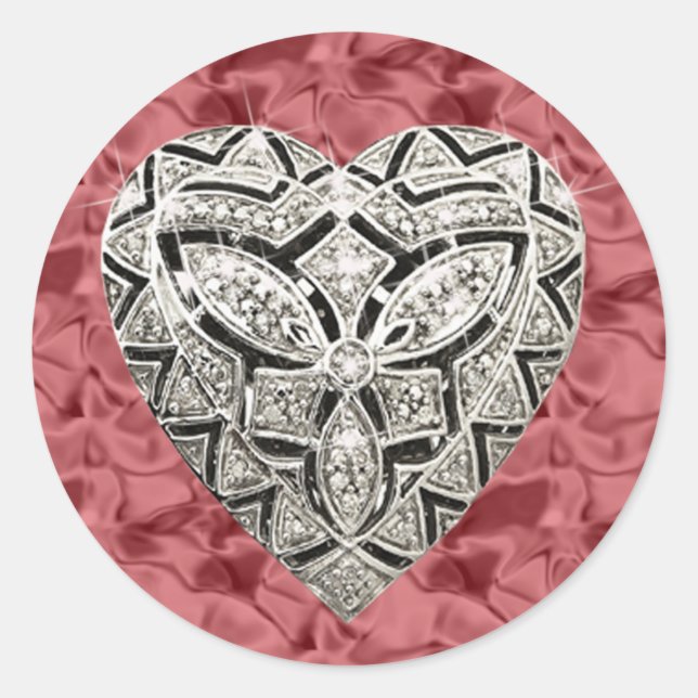 Rote Elegant Designer Heart Stickers (Vorderseite)