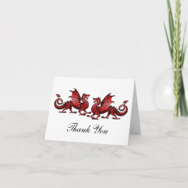 Rote elegante Drachen danken Ihnen zu kardieren Dankeskarte