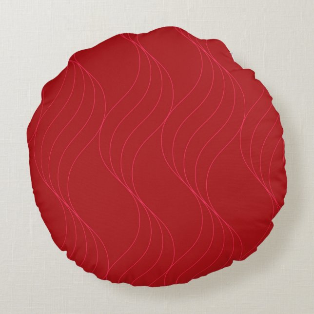 Rote, elegante, einfache moderne coole gewellte rundes kissen (Rückseite)