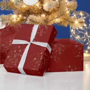 Rote elegante Goldstern-Feiertags-Geschenke zum Ne Geschenkpapier
