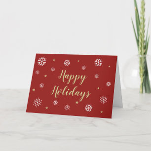 Rote Elegante Happy Holidays Typografie Schneefloc Karte