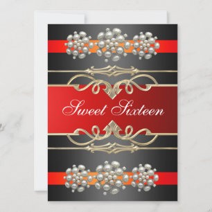 Rote elegante Pearl-Birthday-Einladung zum Sweet16 Einladung