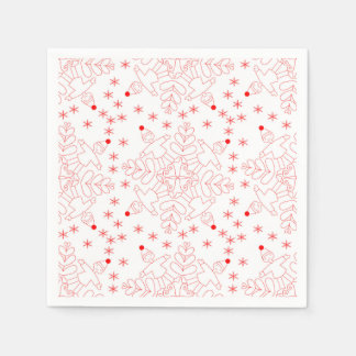 Rote Elfen und Schneeflocken Serviette