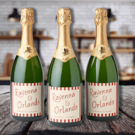 Rote Elfenbein-Streifen Retro-Minimalist-Hochzeit