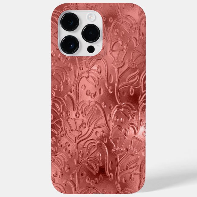 ROTE EMBOSSED METALLIC SEHEN ORNAMATION AUS Case-Mate iPhone 14 PRO MAX HÜLLE (Rückseite)