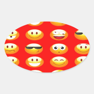 rote Emojis Ovaler Aufkleber