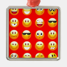 rote Emojis Silbernes Ornament