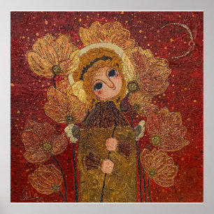 Rote Engel-Blume Poster