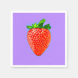 Rote Erdbeere im Pop Art Style Serviette