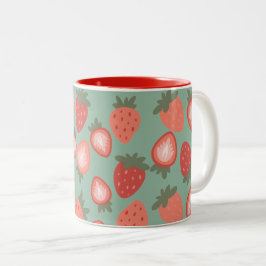 Rote Erdbeere Nahtloses Muster Zweifarbige Tasse