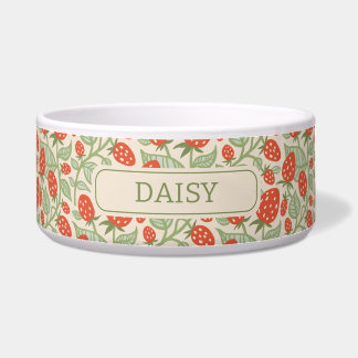 Rote Erdbeere und grüne Blätter Napf