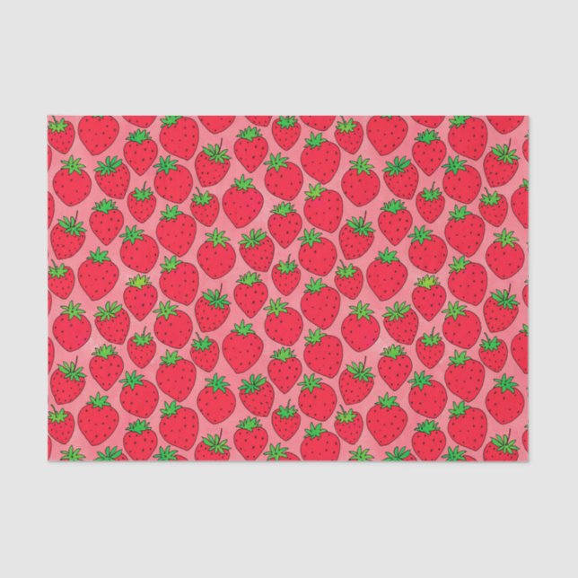 Rote Erdbeeren auf rosa Seidenpapier (Vorderseite)