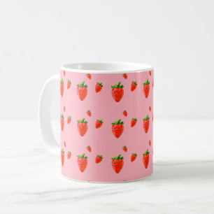 Rote Erdbeeren auf rosafarbenem Hintergrund Kaffeetasse
