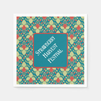 Rote Erdbeeren, Blume, Obst und Früchte Serviette