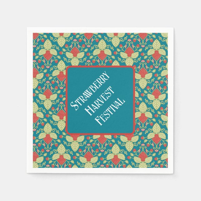 Rote Erdbeeren, Blume, Obst und Früchte Serviette (Vorderseite)