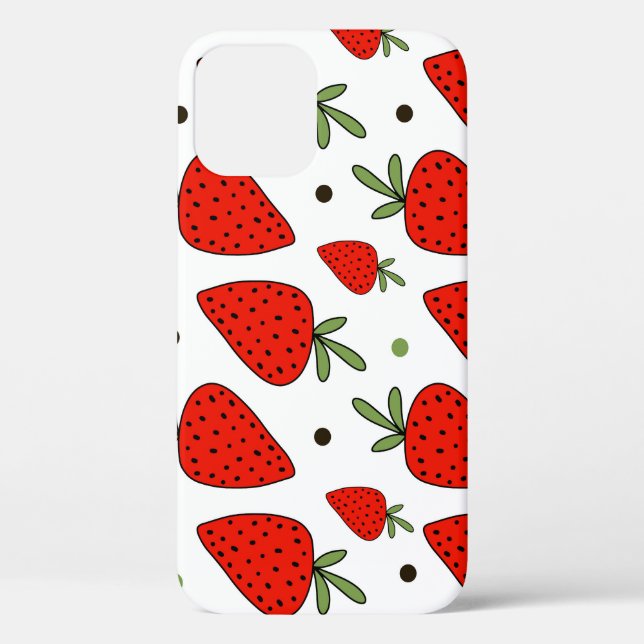 Rote Erdbeeren Cartoon Nahtloses Muster Case-Mate iPhone Hülle (Rückseite)