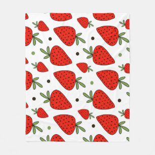 Rote Erdbeeren Cartoon Nahtloses Muster Fleecedecke