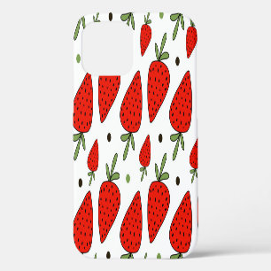 Rote Erdbeeren Cartoon Nahtloses Muster iPhone 12 Hülle