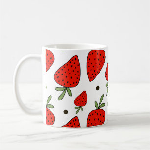 Rote Erdbeeren Cartoon Nahtloses Muster Kaffeetasse