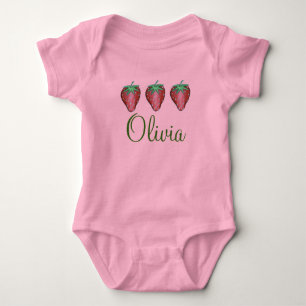 Rote Erdbeeren Erdbeeren Früchte Personalisiert Baby Strampler