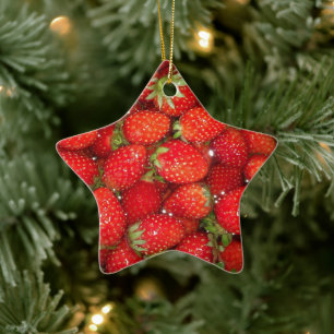 Rote Erdbeeren Foto-Sternbild Weihnachten Keramik Ornament