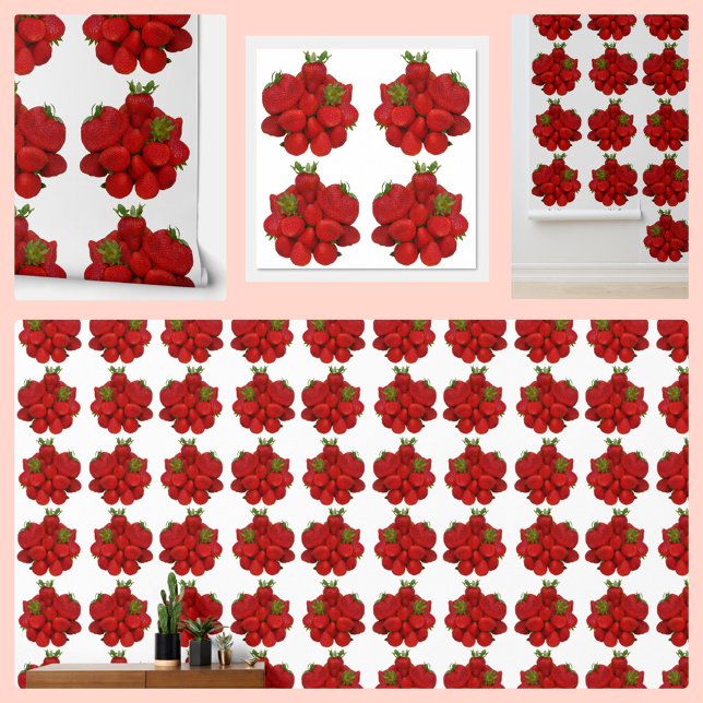 Rote Erdbeeren Fotografische Botanische Weiße Tapete (Von Creator hochgeladen)