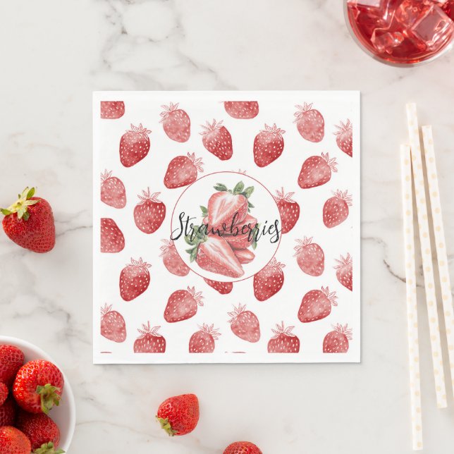 Rote Erdbeeren Frucht   Serviette (Beispiel)