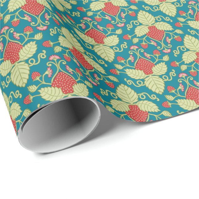 Rote Erdbeeren Früchte, Blüten & Früchte Geschenkpapier (Rolleneckpunkt)