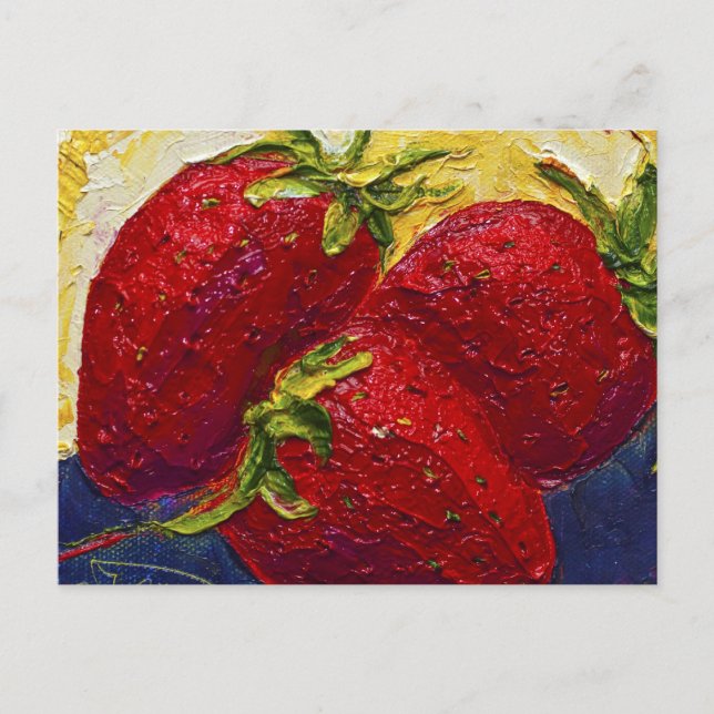 Rote Erdbeeren Früchte Malerei Postkarte (Vorderseite)