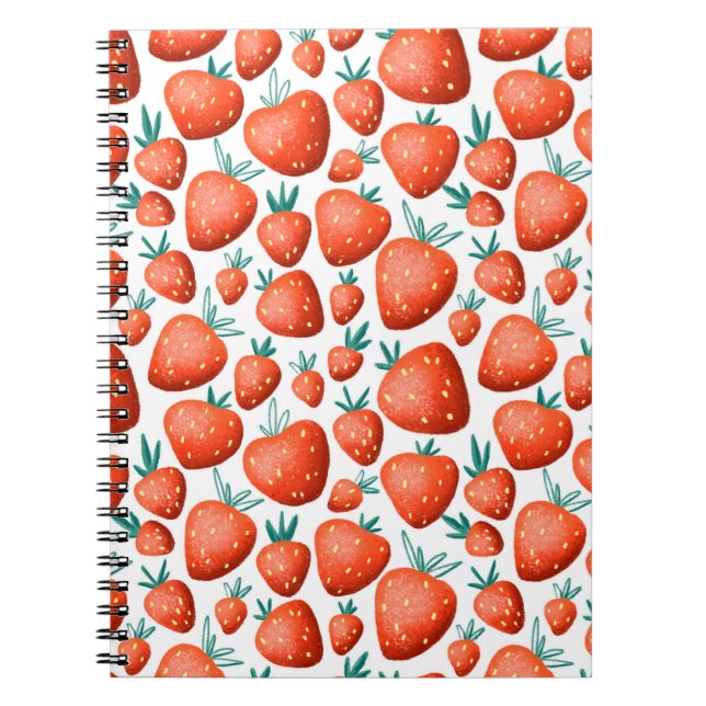 Rote Erdbeeren nahtloses Muster Notizblock (Vorderseite)