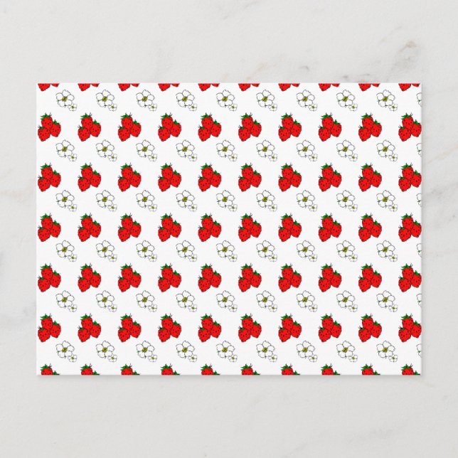 Rote Erdbeeren und Blume Musterrezeptkarten Postkarte (Vorderseite)