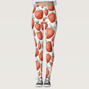 Rote Erdbeeren weißer Hintergrund Nahtlos Leggings