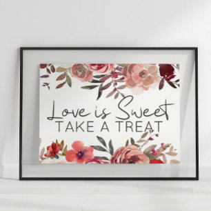 Rote Errötende Florale Rosen Liebe ist süß Geschen Poster