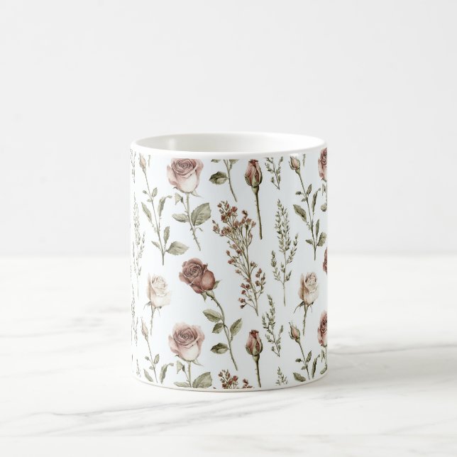 Rote Errötungsrose Floral   Kaffeetasse (Mittel)