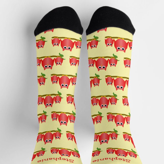 Rote Eulen Design Personalisiert Socken (Oben)