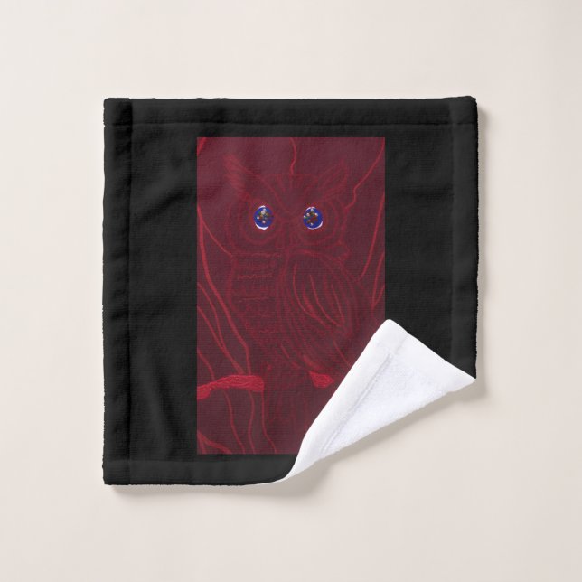 Rote Eulenfürstin  Badhandtuch Set (Waschlappen)