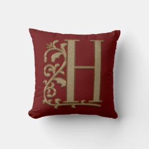 Rote Familien-Hochzeit des Monogramm-H Burgunder, Kissen