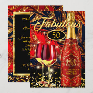 Rote fantastische Geburtstagsfeier Gold Champagner Einladung