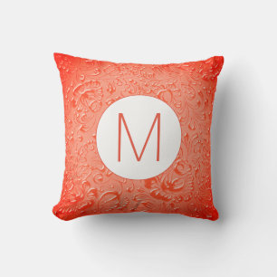 Rote Farbe in Monogramm, floral eingeprägt Kissen