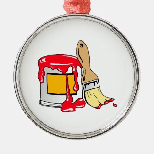 Rote Farbe kann und Bürste Ornament Aus Metall (Vorne)