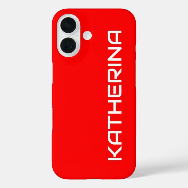 Rote Farbe | Klassischer weißer Name iPhone 16 Hülle (Rückseite)