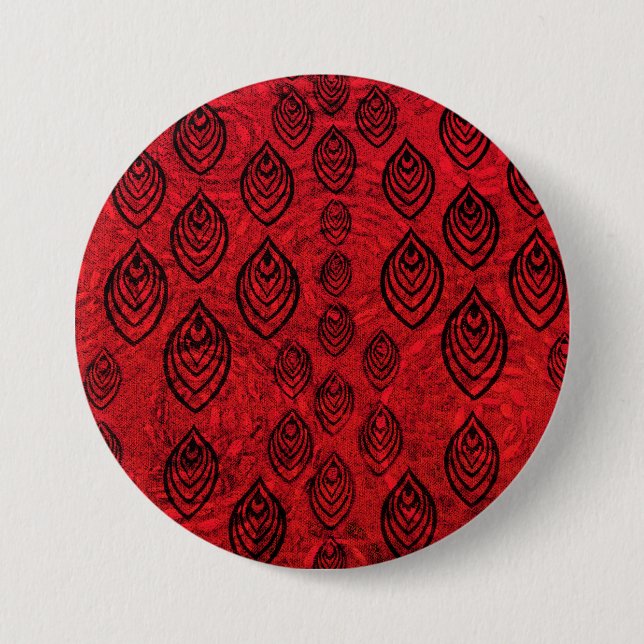 Rote Farbe Regen / Wassertropfen Formen Muster Button (Vorderseite)