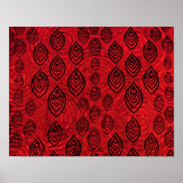 Rote Farbe Regen / Wassertropfen Formen Muster Poster (Vorne)