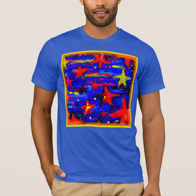Rote farbige Sterne. Jetzt kaufen T-Shirt (Vorderseite)