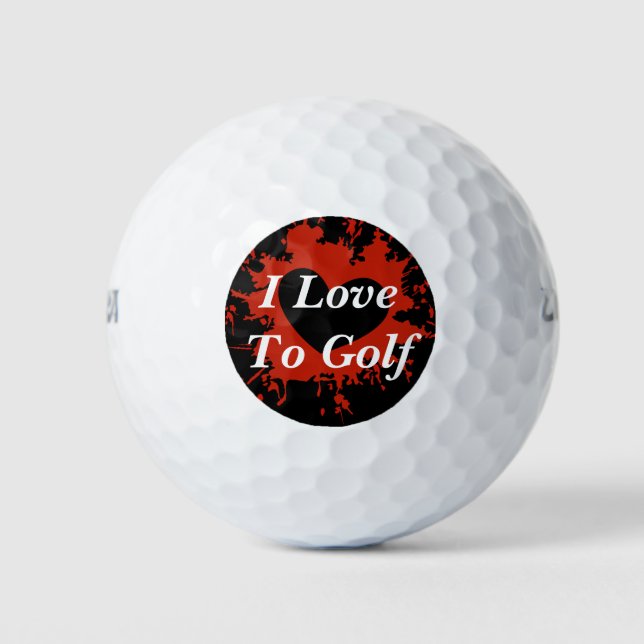 Rote Farbspritzer-Herz Golfball (Vorderseite)