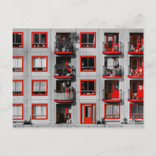 Rote Fassade Zuidoost Balkon Gebäude Fotografie Postkarte