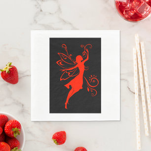 Rote Feen-Silhouette Elegante geflügelte Fantasie Serviette