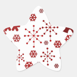 Rote Festliche Schneeflocken Stern-Aufkleber